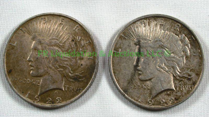 lot 45 image: Silver 1922 Peace dollars