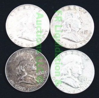 lot 48 image: Silver 1963 Franklin half dollars