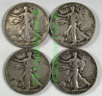 lot 59 image: Silver walking liberty half dollars various years