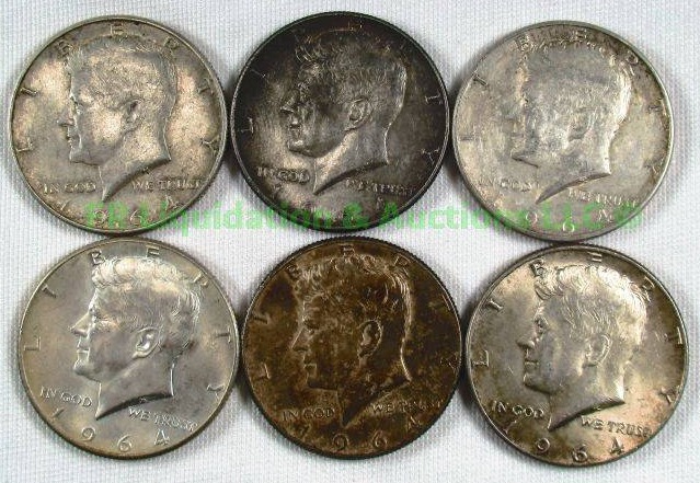 lot 67 image: Silver 1964 Kennedy half dollars