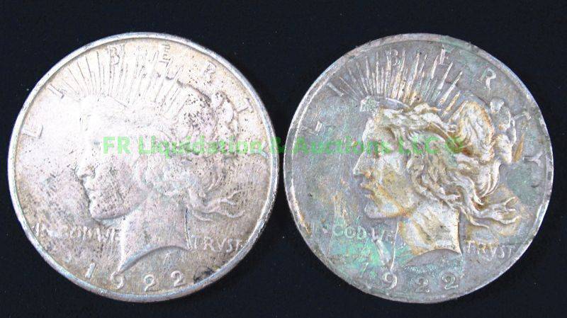 lot 71 image: Silver 1922 Peace dollars