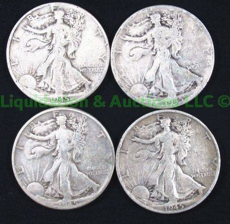 lot 76 image: Silver 1945 walking liberty half dollars