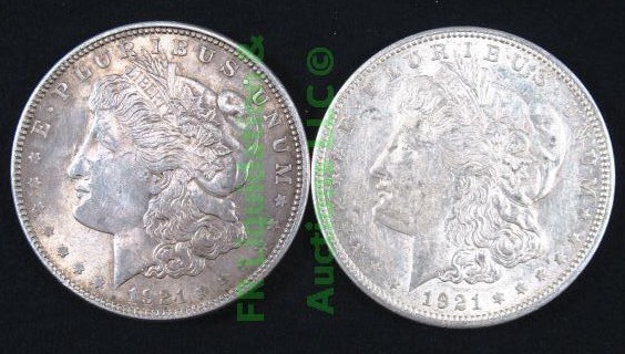 lot 79 image: Silver 1921 Morgan dollars