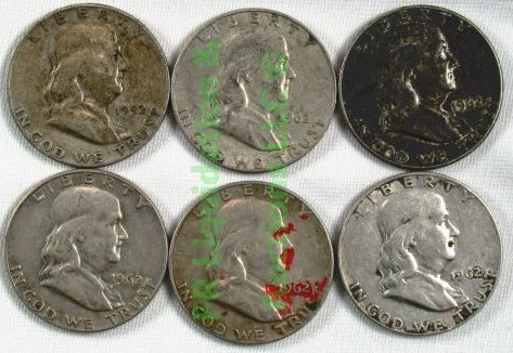 lot 84 image: Silver 1962 Franklin half dollars