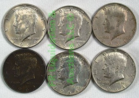 lot 86 image: Silver 1964 Kennedy half dollars