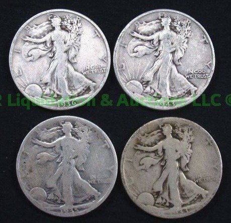 lot 98 image: Silver walking liberty half dollars various years
