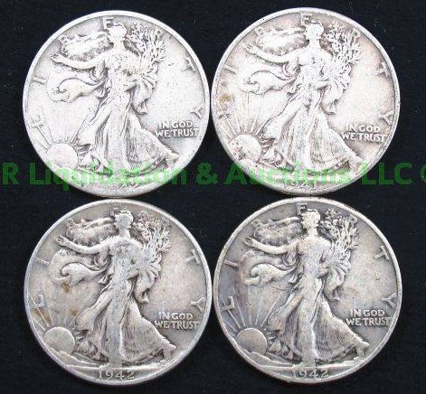 lot 99 image: Silver walking liberty half dollars various years