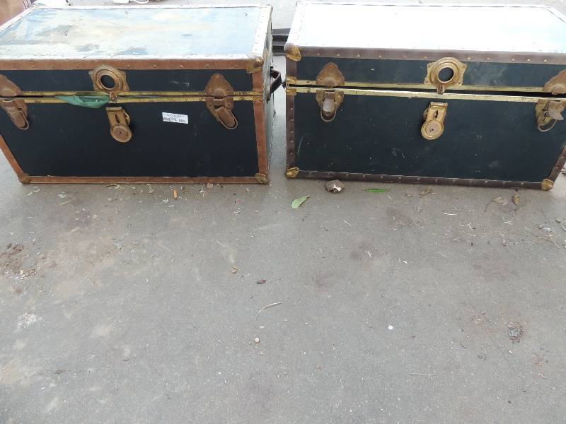 lot 585 image: 2 metal lock cheststrunk