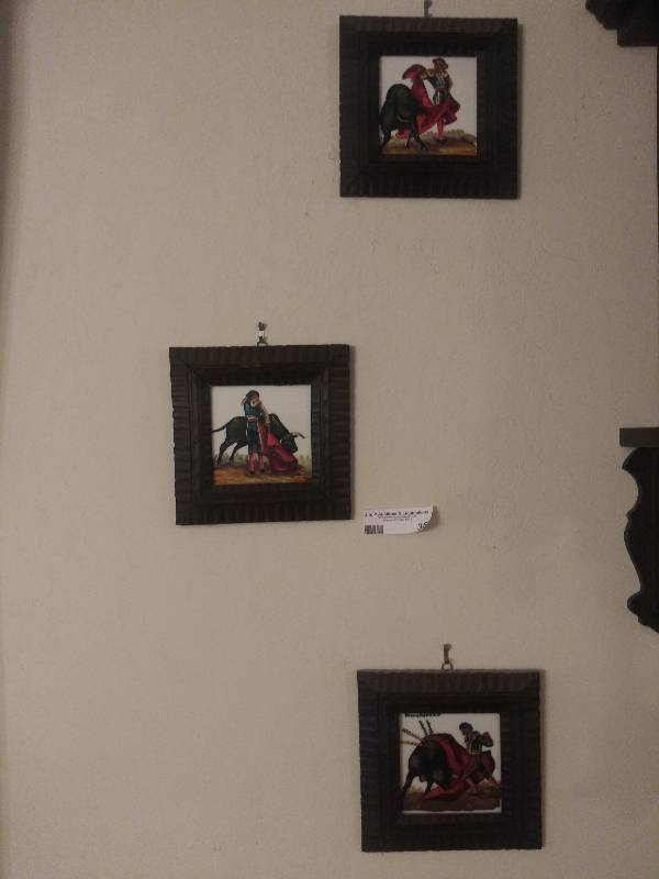 lot 38 image: Set of 6 bullfighters paintings  6x6 matadors