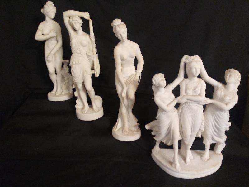 lot 66 image: Bisque sculptures of ladies  11 HT  QTY 4