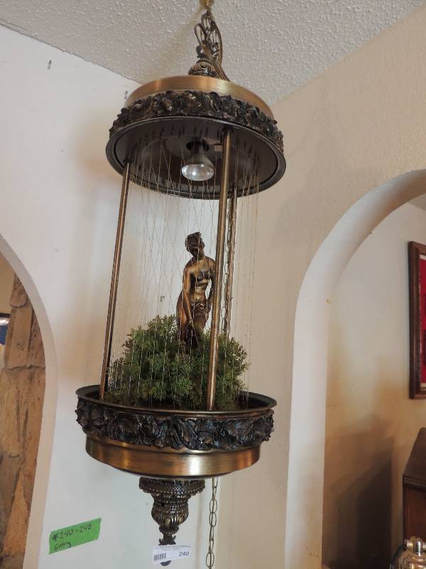 lot 240 image: Vintage hanging Oil rain lamp. 37. Motor and light work.
