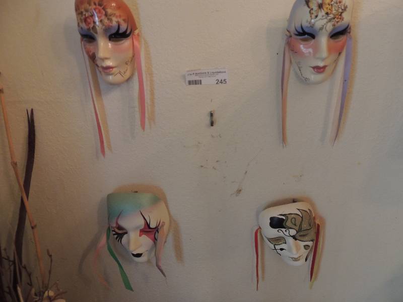 lot 245 image: Set of 4 ceramic MASKS  app. 6 x 4