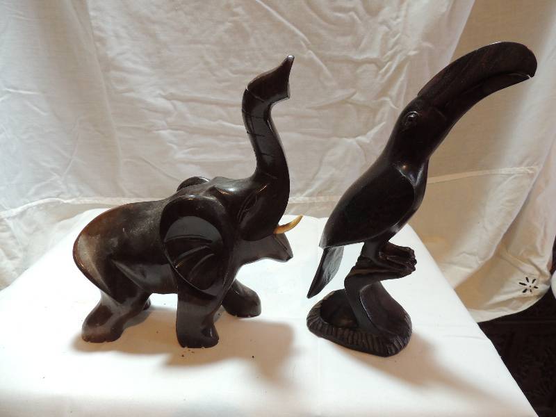 lot 310 image: Ironwood  - Toucan   11X 6 X 4,    Elephant  10 X 9 X 4