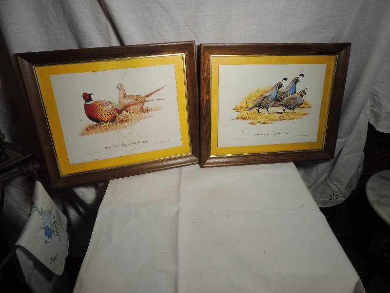lot 518 image: Framed 11 x 14 - Royal Pair ring neck pheasants and Afternoon Stroll California Quail   Both signed by R.L. Kothen Beutel    1092320000matched pair