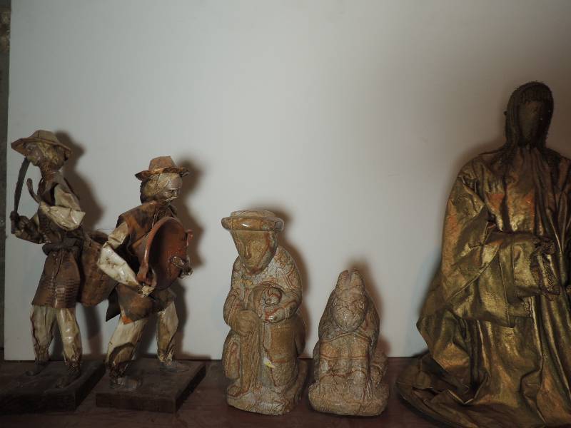 lot 227 image: 5 Figurines- 2 South American Bandits, 10,  Stone man and Burro 8 and  Gold Lady 12
