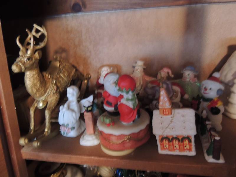 lot 444 image: Glass Angels 6 and 10 Ceramic Reindeer, Bear, House, Snowmen and Santa