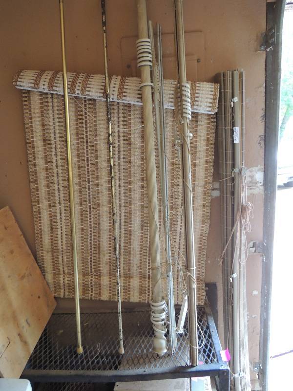 lot 495 image: Bamboo screen 84 x 60 and drapery rods