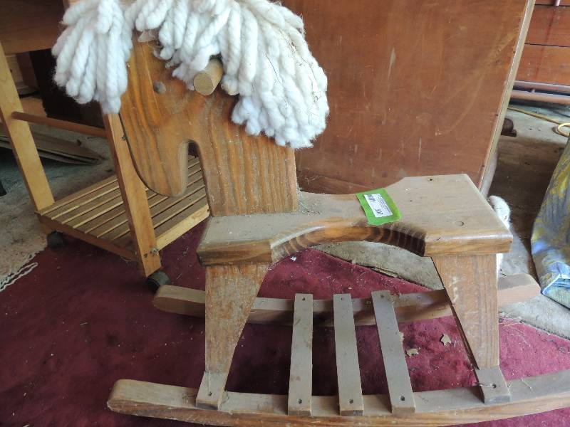 lot 507 image: Wooden rocking horse 32 long 26 high