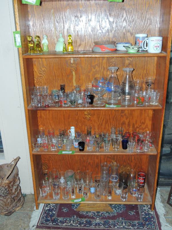 lot 353 image: Wood shelf unit 4 shelves no contents included  - 60 X 36 X 10