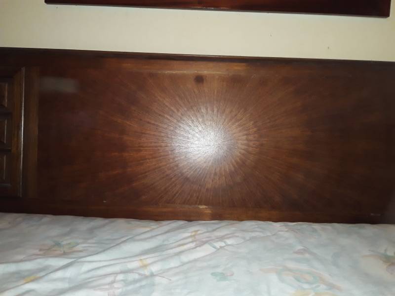 lot 331 image: King size bedframe mid modern Headboard and rails