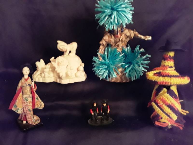 lot 116 image: Ice Baby sculpture, Japanese woman, Hula dancer, and 2 couple