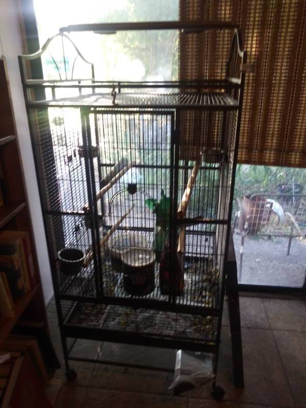 lot 395 image: LARGE BIRDPARROTCOCKATOO CAGE HAS TRAY - 66 X 30 X30