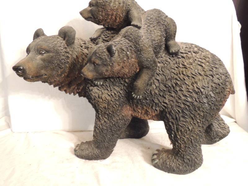 lot 133 image: Bear with 2 cubs constructed from Plaster16  tall 18 Length
