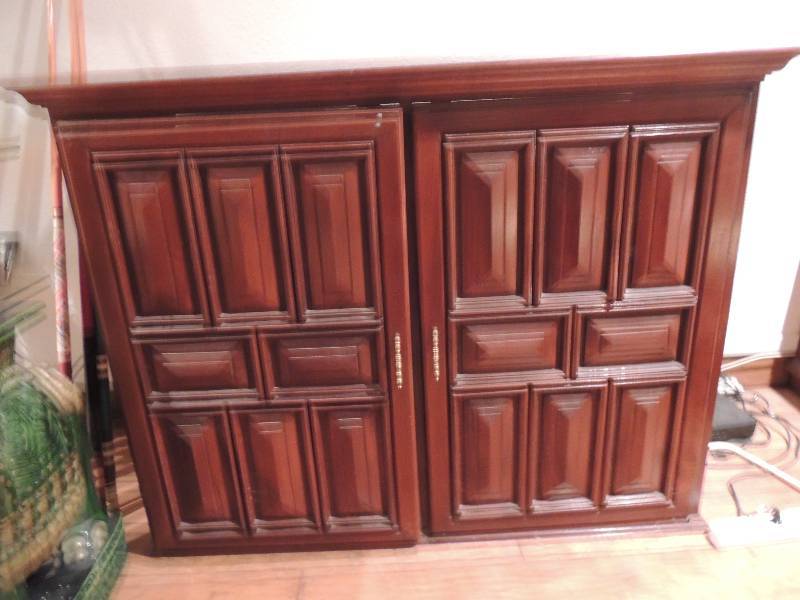 lot 198 image: Stereo Cabinet  with 2 drawers and shelves 38 x 50 x 22  ( NO CONTENTS)