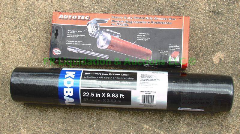 lot 53 image: Autotec heavy duty grease gun and Kobalt tool box drawer liners unused