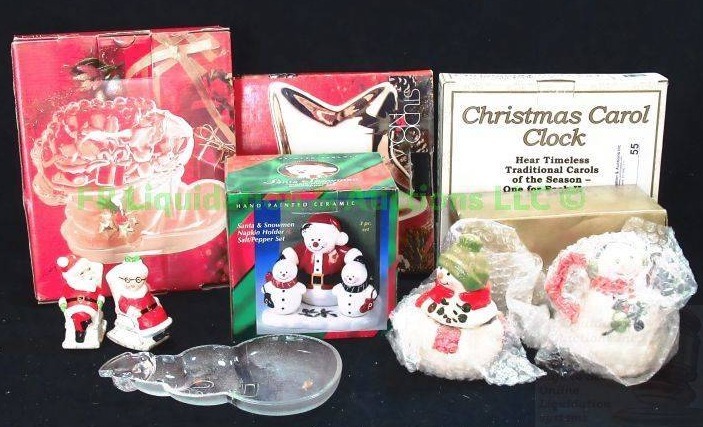 lot 55 image: Mikasa and others Christmas dishes and wall clock