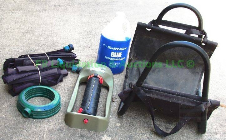 lot 74 image: Swiftaire outdoor coil cleaner, Soaker hoses and sprinkler