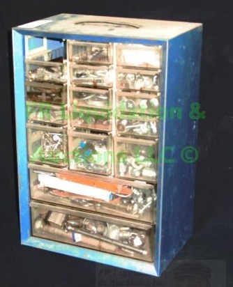 lot 156 image: Hardware storage drawers plus hardware