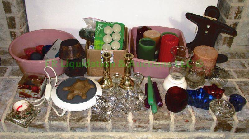 lot 143 image: Assorted candles and candle holders