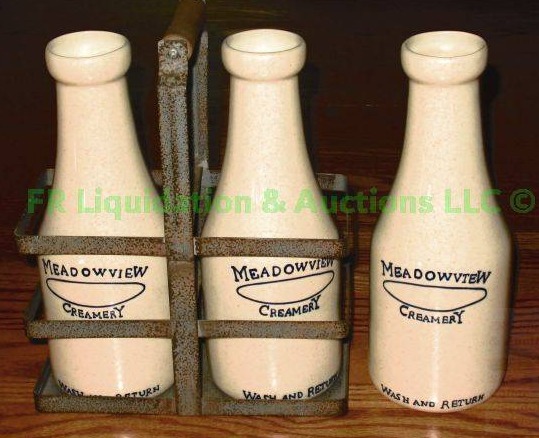 lot 138 image: Tender Heart treasures vintage theme ceramic milk bottles