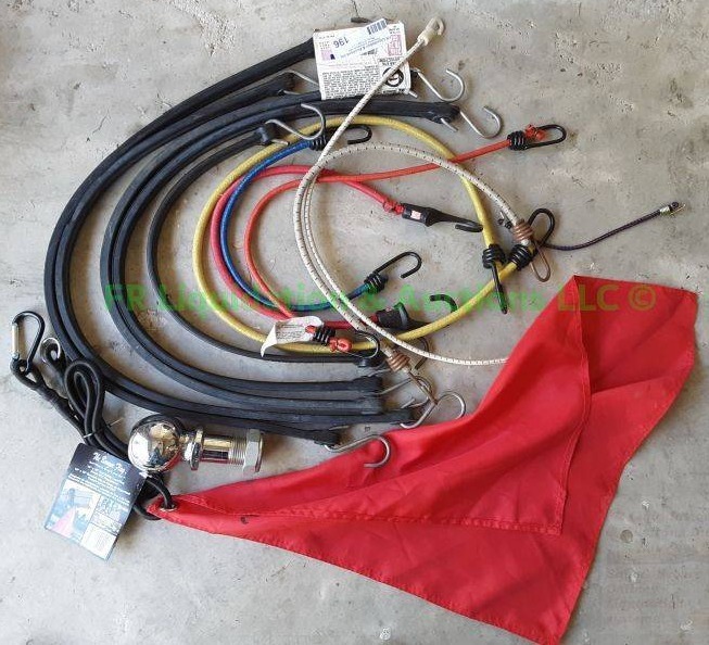 lot 196 image: Assorted bungee cords plus ball hitch