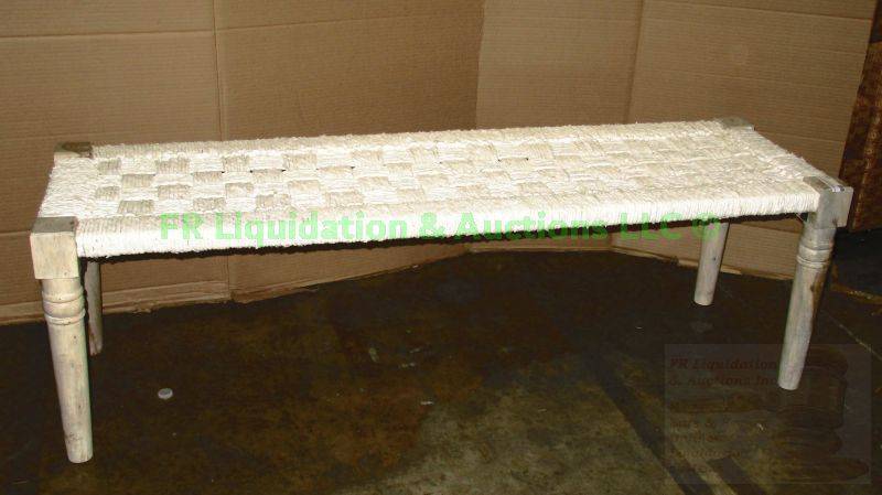 lot 21 image: Rope weave entry hall bench, 54 x 16 x 17