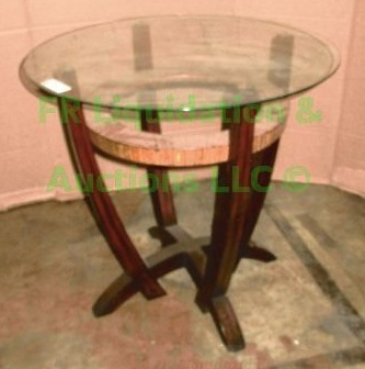 lot 27 image: Modern style glass top occasional table, 28 x 24
