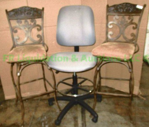 lot 25 image: Metal frame bar chairs (2) plus