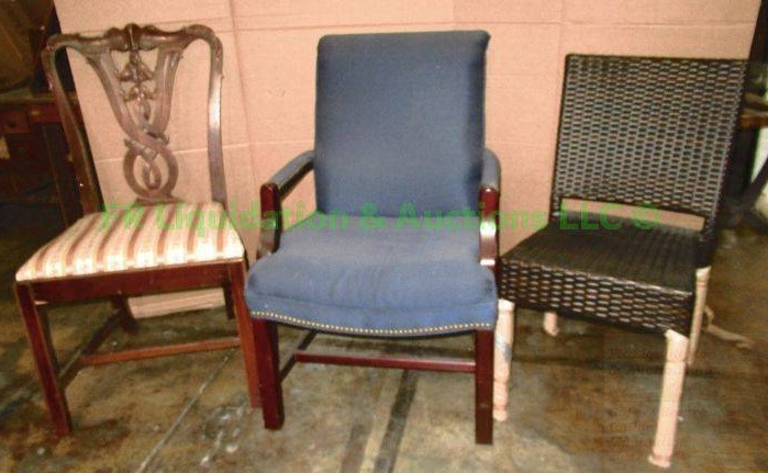 lot 37 image: Various style occasional chairs including a wicker seat chair