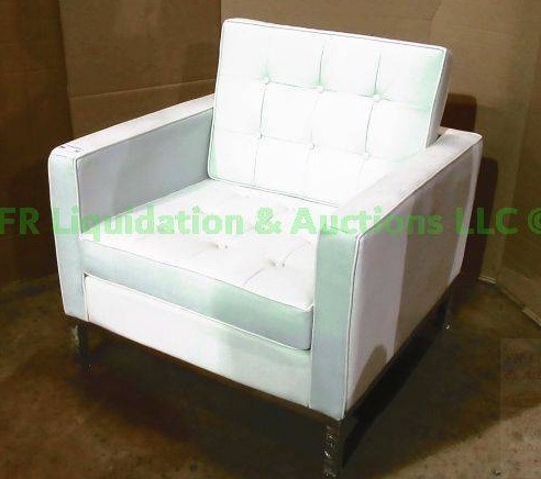 lot 52 image: Modern style lounge chair with chrome metal base, matches lot 18