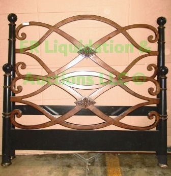 lot 66 image: Decorative bed head and foot board set with rails
