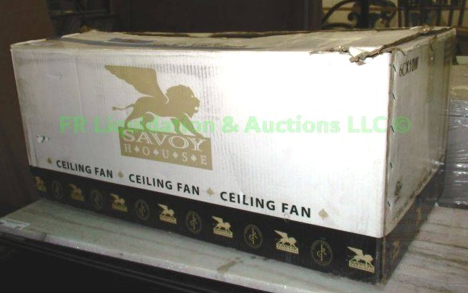 lot 84 image: Savoy House tortoise shell finish ceiling fan in box model 52-4001-5WA-56
