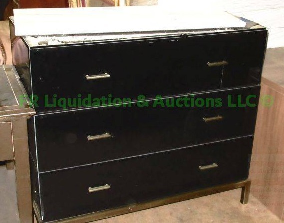 lot 85 image: Crestview collection glass front and top file cabinet, top glass broken, includes marble slab