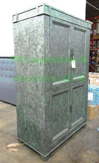lot 96 image: Modern faux finished storage armoire, 80 x 48 x 25
