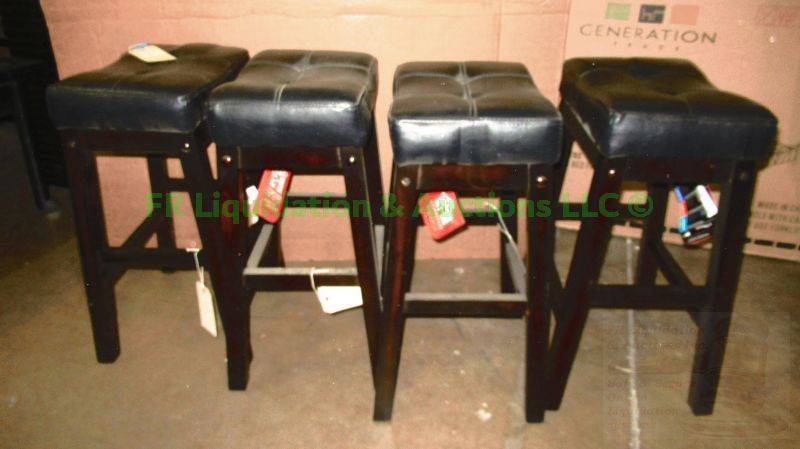 lot 126 image: Coaster 24 Inch Padded Seat Cappuccino Saddle Bar Stools, 4 total