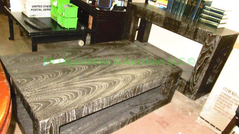 lot 127 image: Matching Modern block style coffee table 18 x 60 x 30 and side table 34 x 59 x 20
