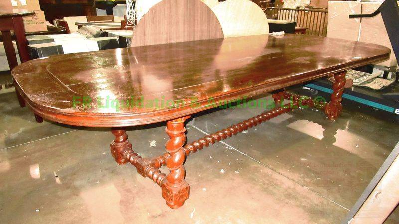 lot 130 image: Conference table with rope twist base, solid wood, 132 x 59 x 31