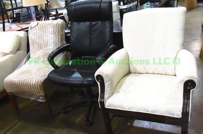 lot 132 image: Various occasional and office chairs, 3 total