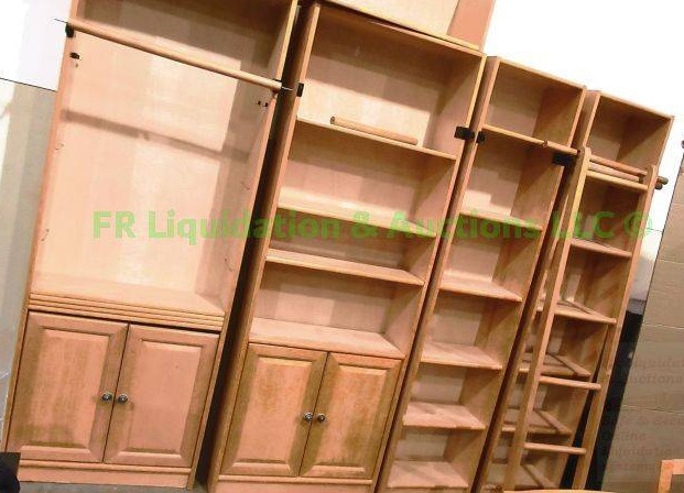 lot 142 image: Modular bookshelf system with step ladder, 84 tall