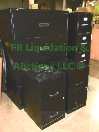 lot 176 image: Metal file cabinets various size, 4 total